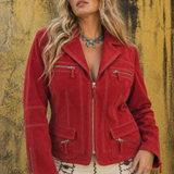 Vintage Queenspark Red Suede Jacket — Size 16 (14 TOO)