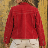 Vintage Queenspark Red Suede Jacket — Size 16 (14 TOO)