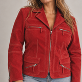 Vintage Queenspark Red Suede Jacket — Size 16 (14 TOO)