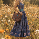Vintage Tooled Leather Turquoise Saddle Bag