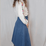 Vintage 1970s Handmade Embroidered Peasant Blouse | M/L