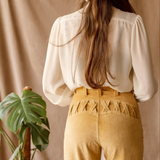 Chasing Unicorns Another Land Tan Velvet Bell Bottoms size L 12/14