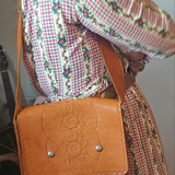 Vintage 70s Tooled Leather Crossbody Bag – Floral Western Folk Style