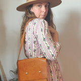 Vintage 70s Tooled Leather Crossbody Bag – Floral Western Folk Style