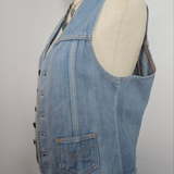 ECHTE VINTAGE 70er Jeansweste mit Knopfleiste 10/12