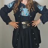 Vinetti Black Suede Long Waistcoat Vest / Dress (M–L)