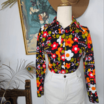colourful 70s cotton flower child shirt