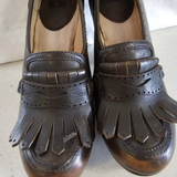 Frye Naiya Kiltie Moc Leather Heels – Size 39 (8) – Brown