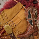 Vintage Genuine Suede Fringe Vest – Handwoven & Beaded | Size S