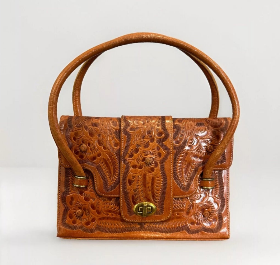 Vintage Tooled Leather Handbag – Western Boho Charm