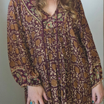 Side view of Tree of Life boho block print dress – loose fit flowy sleeves


