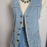 ECHTE VINTAGE 70er Jeansweste mit Knopfleiste 10/12
