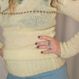 Vintage Dairy Blue Mohair Blend Floral Sweater – S/XS