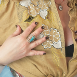 Vintage Mustard Floral Embroidered Blouse – Boho Western Button-Up Shirt M