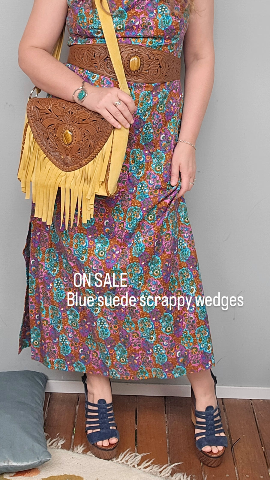 Vintage 1960/70’s Floral paisley maxi Dress Size 12