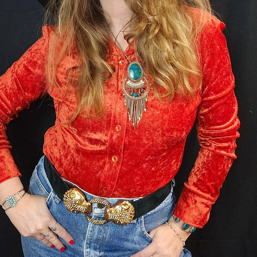 Woman’s Vintage 90s Westco Velvet Shirt Size 10/12