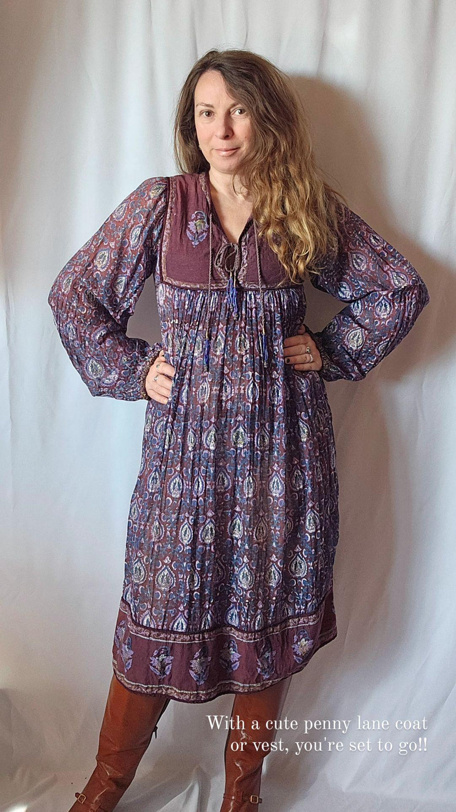 Vintage 70s Adini cotton Indian Dress XS