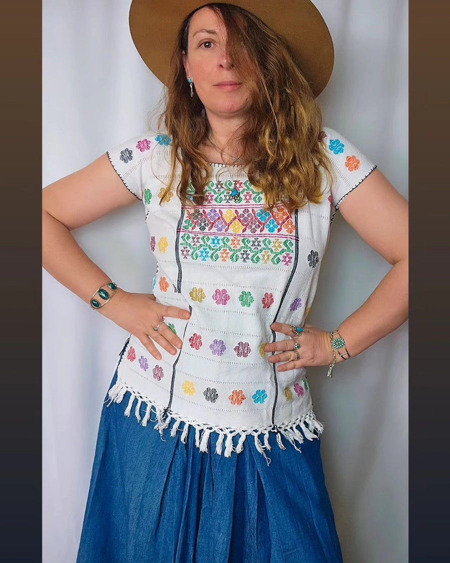 Embroidered Mexican blouse S