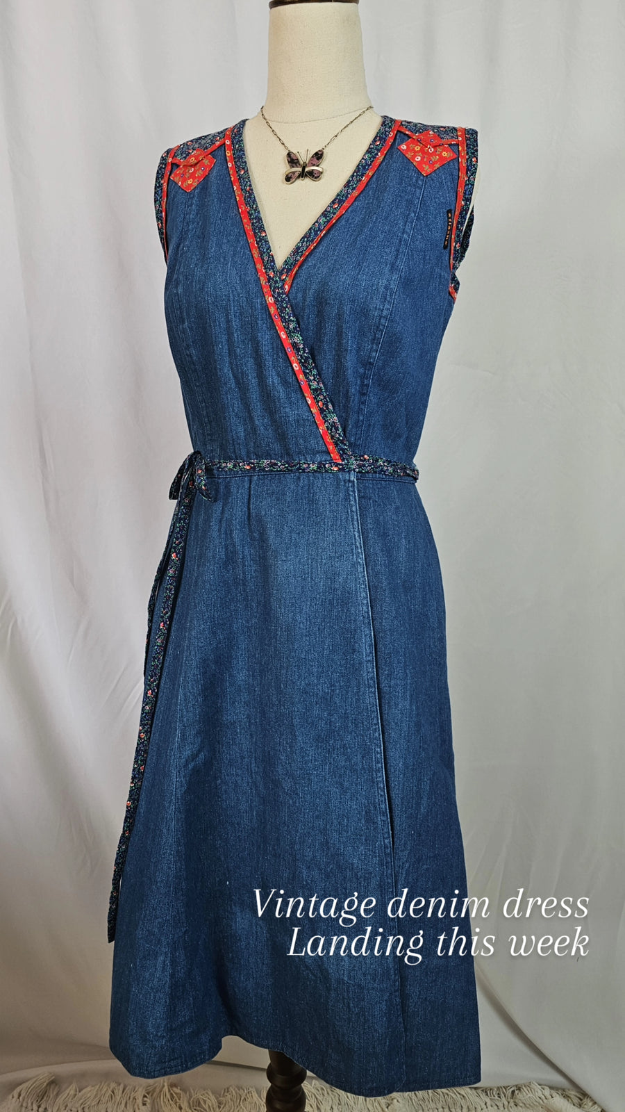 Vintage Denim wrap Dress fits 8/10 (tag says 12)