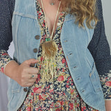 ECHTE VINTAGE 70er Jeansweste mit Knopfleiste 10/12