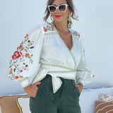 Gardenia Embroidered Wrap Top by MOSS – BNWT – Size 10