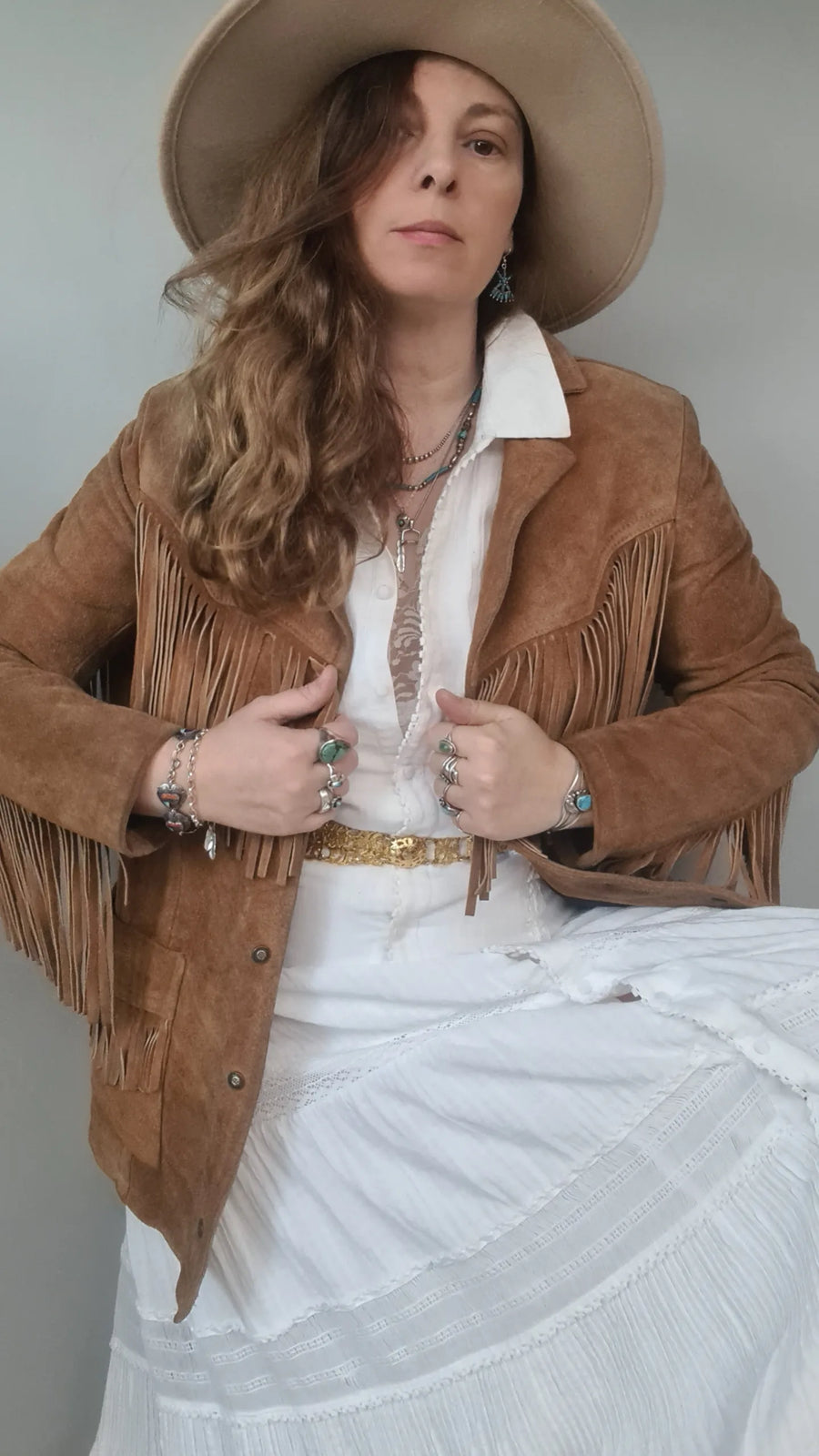 Vintage Tan Suede Fringed Western Jacket S/M