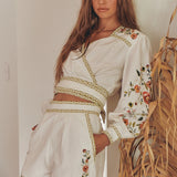 Gardenia Embroidered Wrap Top by MOSS – BNWT – Size 10