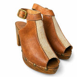Vintage Leather/ Wood Clog Heels – Size 8