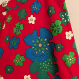 Vintage 1970s Red Floral Maxi Skirt 8