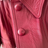 Vintage Red Leather Coat Tagged  14 fit more like 10