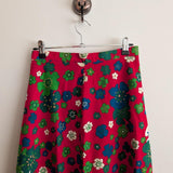 Vintage 1970s Red Floral Maxi Skirt 8