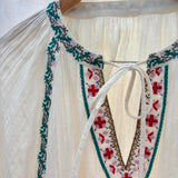 Bohemian Embroidered Cotton Cheesecloth Blouse – Cream – AU 12