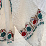 Bohemian Embroidered Cotton Cheesecloth Blouse – Cream – AU 12