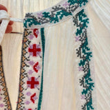 Bohemian Embroidered Cotton Cheesecloth Blouse – Cream – AU 12