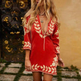 Chasing Unicorns Velvet Mini Dress — Ember Red XS rrp $690