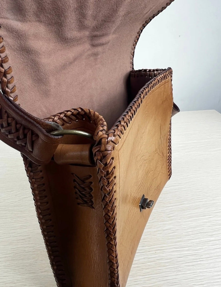 Vintage Leather Tooled Hand Bag