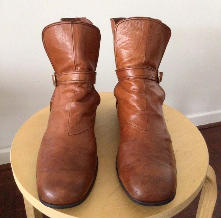 Men’s Vintage Tan Leather Boots size 8.5 womans 9.5/10