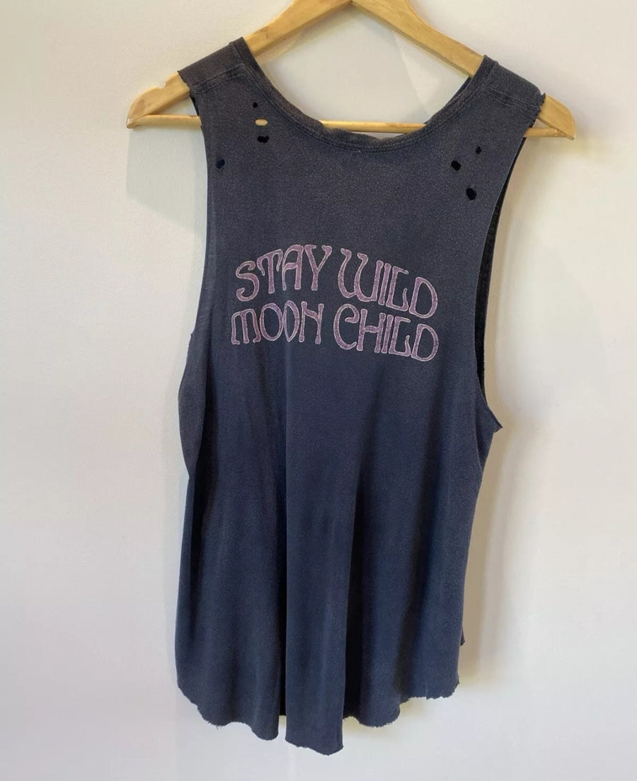 Spell And The Gypsy Black Magic Distressed  Tank Singlet. Size Medium