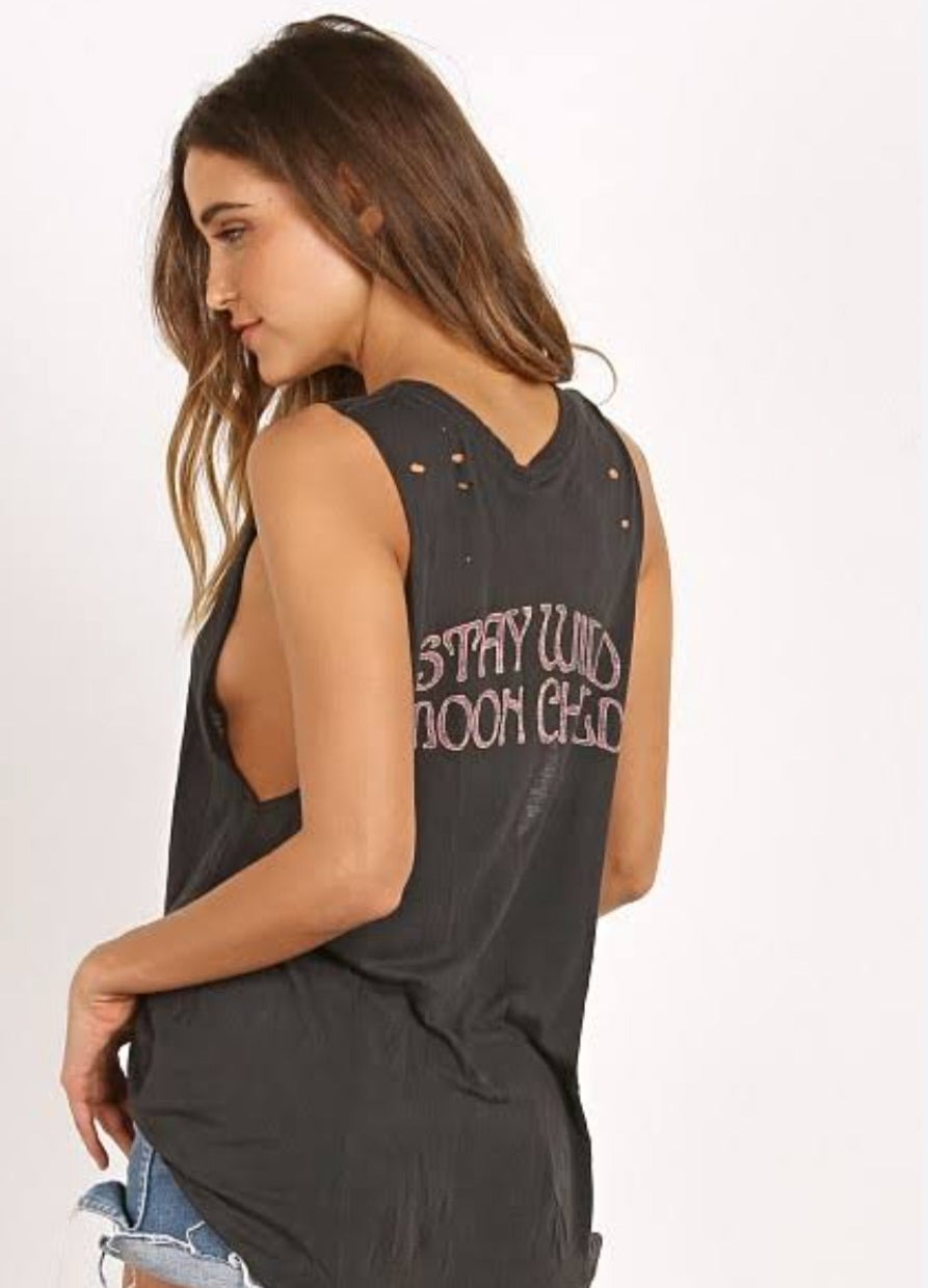 Spell And The Gypsy Black Magic Distressed  Tank Singlet. Size Medium