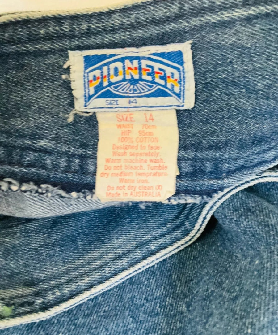 Vintage PIONEER 80s Denim Circle Mini Skirt – Western Cowgirl Style – AU Sz 12-14 (M-L)