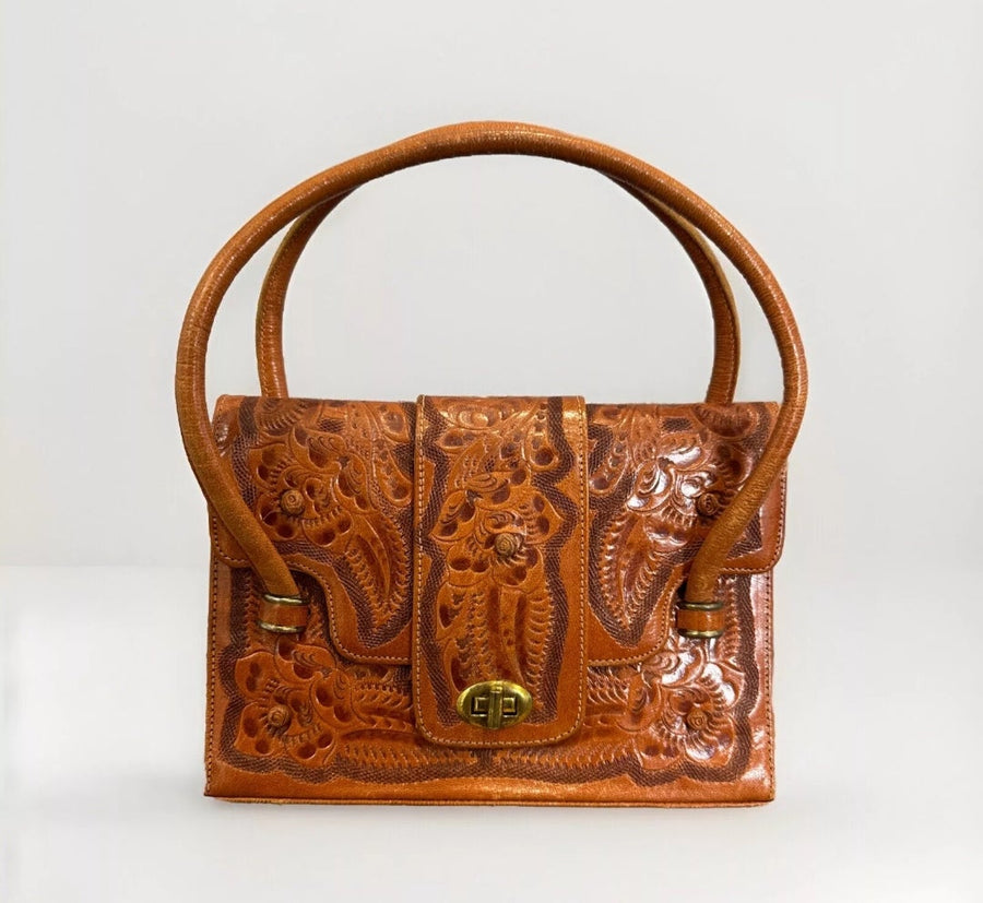 Vintage Tooled Leather Handbag – Western Boho Charm