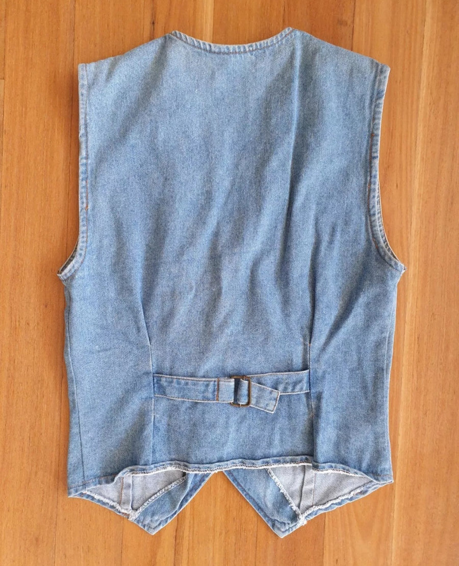 Vintage 90s Denim Vest – Classic Blue Wash – S