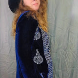 Blue Velvet Embroidered Rock Jacket – Boho Western Rockstar Style 8/10