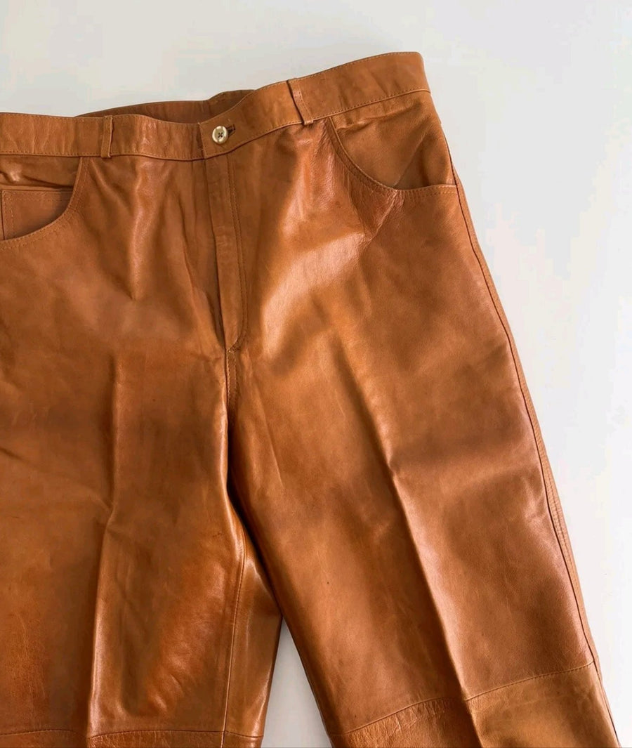 Men’s Genuine Leather Vintage Vest And pants Suit Size M