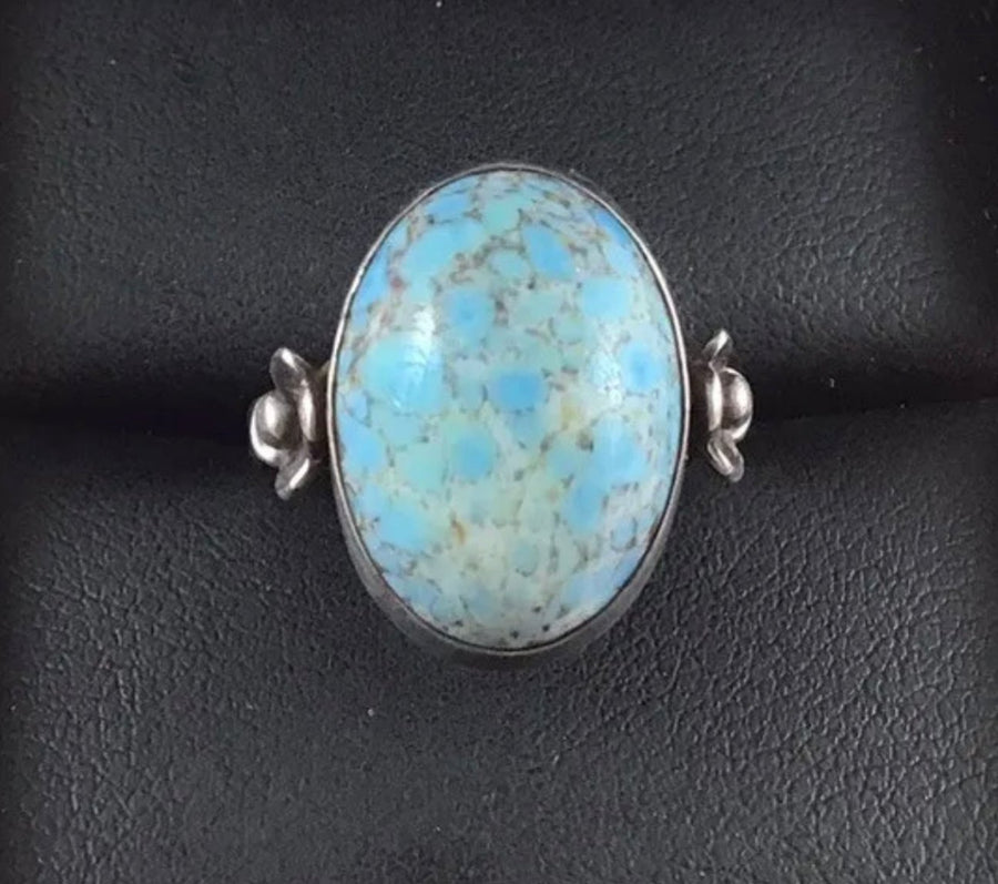 PERSIAN TURQUOISE STERLING SILVER RING SIGNED