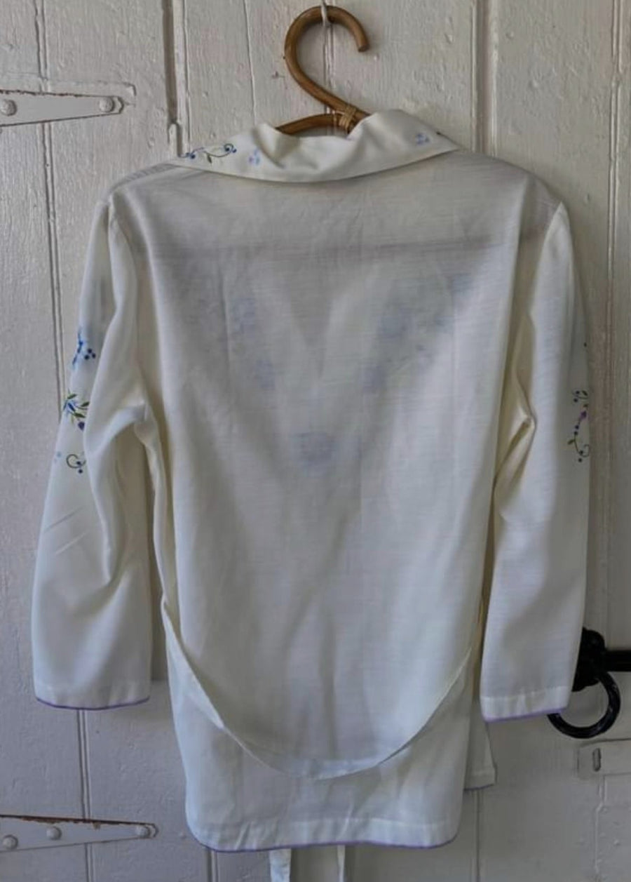 Vintage 70s cotton embroidered  blouse M/L