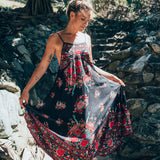 Spell Hotel Paradisio strappy dress in jet colourway S