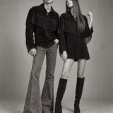 Vintage 1970s BOJO Black Suede Fringe Western Tunic – Unisex M/L