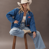 Retro Cowgirl Denim Jacket – Vintage Western Style L