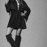 Vintage 1970s BOJO Black Suede Fringe Western Tunic – Unisex M/L